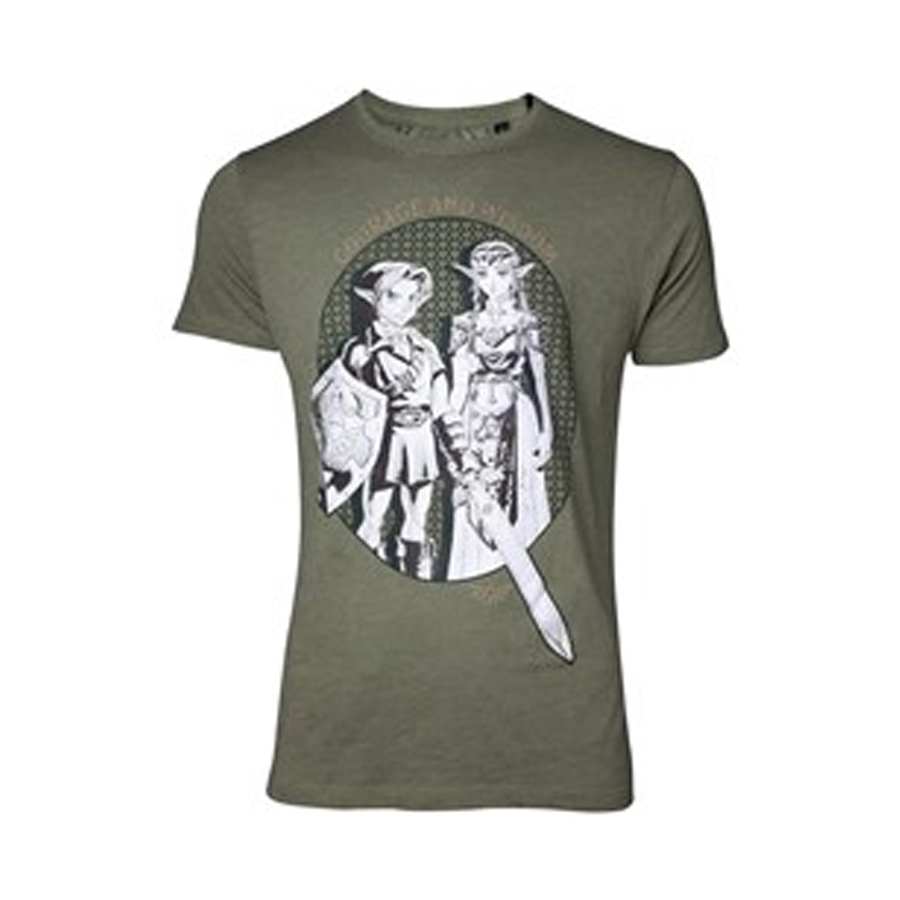 NINTENDO ZELDA  LINK &amp; PRINCESS ZELDA  T-shirt  M  VERDE