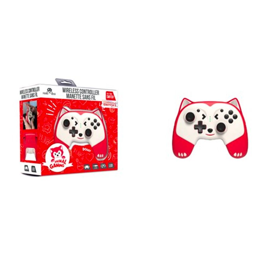 Wireless Controller Doggy for Switch 1 e 2 / PC with paddles - KAWAI Red- NANO