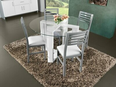 Conjunto mesa vidro e cadeiras Astana