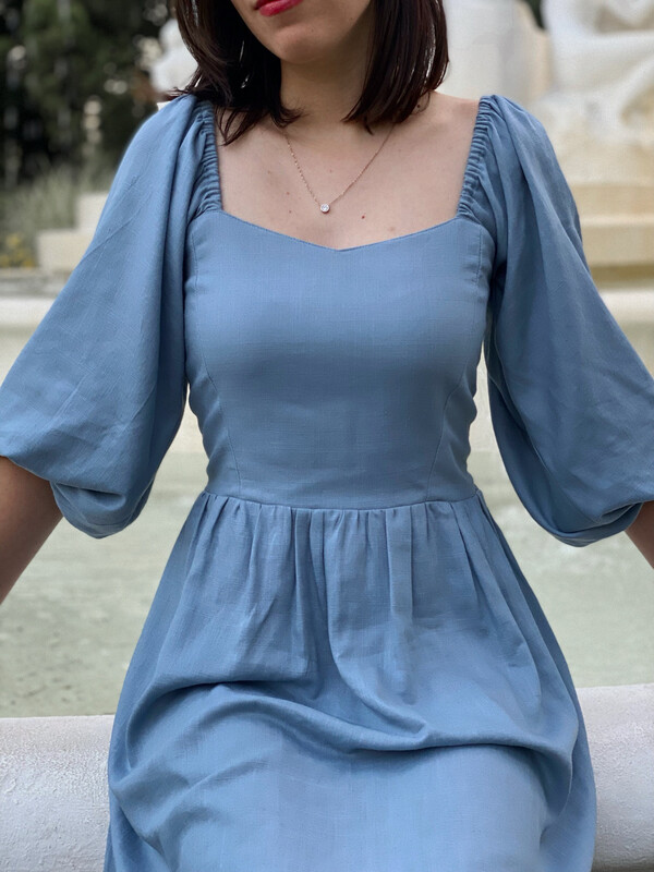 Rochie din in Ocean Blue