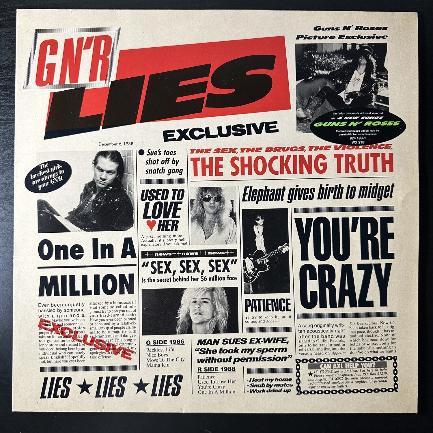 Guns N&#39; Roses ‎– G N&#39; R Lies (Германия 1988г.)