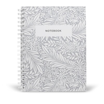 Notebook Inspired By William Morris - Larkspur - Grey and White