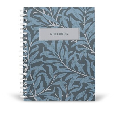 Notebook Inspired By William Morris - Willow Bough - Blue and Grey