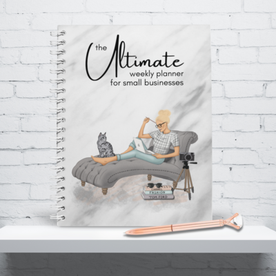 The Ultimate Weekly Planner For Small Businesses (DESIGN 1) - FREE ROSE GOLD CRYSTAL TOP PEN & MAGNETIC BOOKMARK