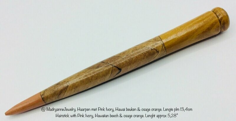 Beuken Houten Haarpen Haarpin handturned hair stick hairpin Pink Ivory Osage Orange Hawaii Beech HPPINK 01.001