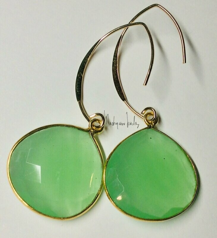 Chalcedoon Oorbellen groene chalcedony earrings 14K GF OBCHAL 01.002