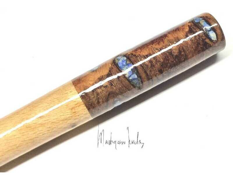Beuken Houten Haarpen Haarpin turned Hair stick Beech Beukenhout Banksia Lapis Lazuli HPBEUK 01.002