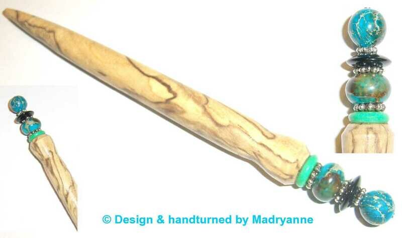 Esdoorn Houten Haarpen Haarpin handturned hairpin hair stick Maple onyx jaspis HPESD 01.002