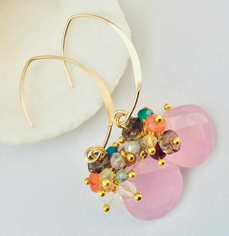 Chalcedoon oorbellen facet geslepen chalcedony earrings 14K GF OBCHAL 01.003