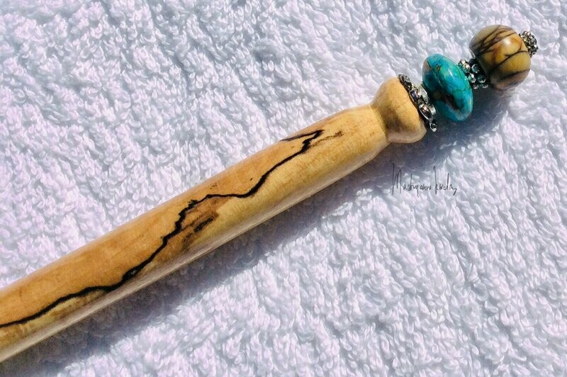 Beuken Houten Haarpen haarpin handturned hairpin hairs tick Beech Beuk jasper jaspis HPBEUK 01.006