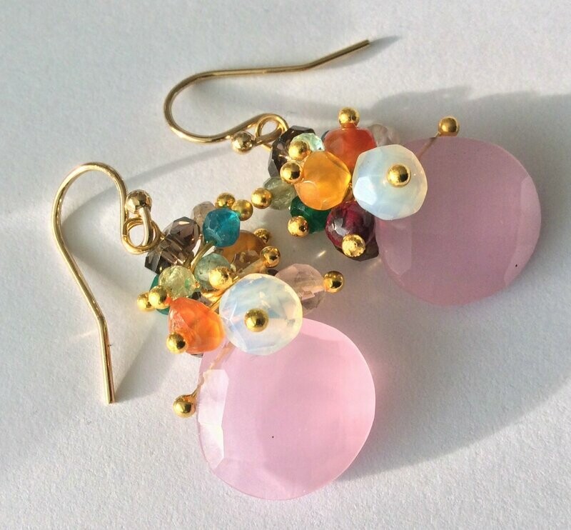 Chalcedoon Oorbellen roze chalcedony earrings pear 14K GF OBCHAL 01.004