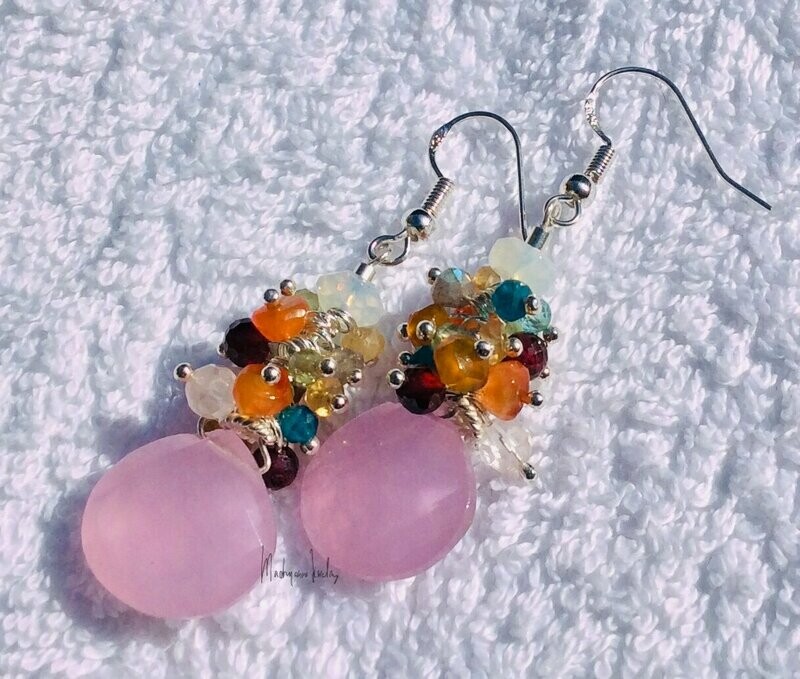 Chalcedoon Oorbellen roze chalcedoon chalcedony earrings SS925 OBCHAL 01.006