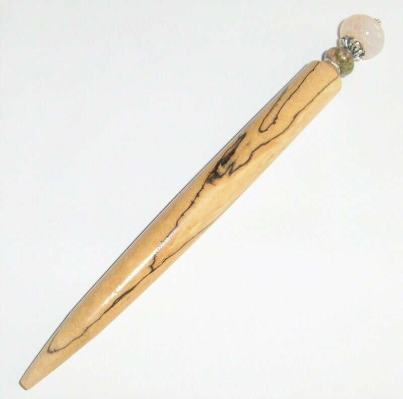 Beuken Houten haarpen Haarpin handturned hairpin hair stick Beech spider agate HPBEUK 01.009