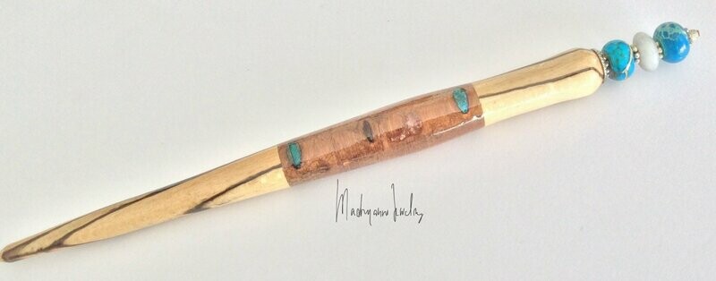 Beuken Houten Haarpen Haarpin handturned Hair stick Beech Banksia Lapis Lazuli HPBEUK 01.003