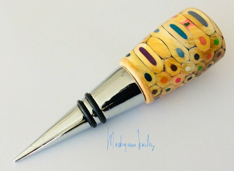 Houten Flessenstopper Handgedraaid Wijnstopper Kleurpotlood Potlood Colored Pencils BSPOTL 01.003