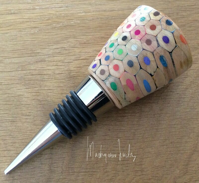 Houten Flessenstopper Handgedraaid Wijnstopper Kleurpotlood Potlood Colored Pencils BSPOTL 01.004