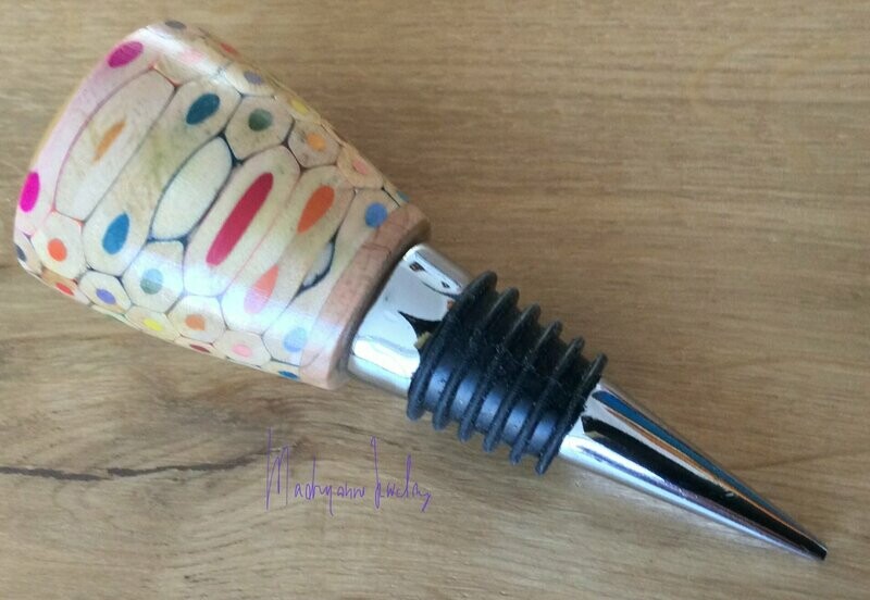 Houten Flessenstopper Handgedraaid Wijnstopper Kleurpotlood Potlood Colored Pencils BSPOTL 01.006