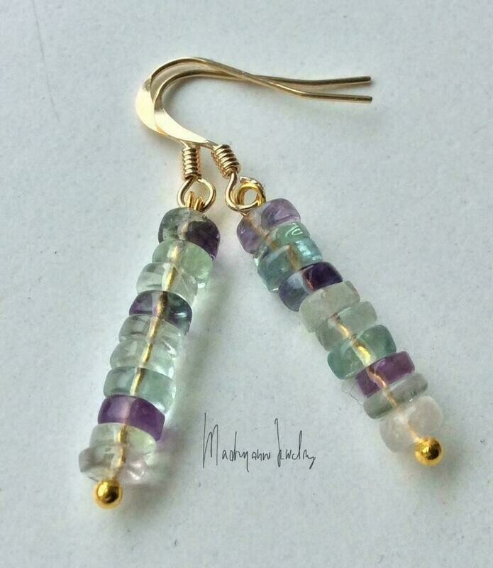 Fluoriet Oorbellen Goldfill GF 14K Gold fill fluorite earrings  OBFLUOR 01.001