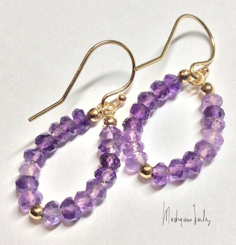 Amethist Oorbellen amethyst earrings 14K Goldfill super kwaliteit OBAMETH 02.001