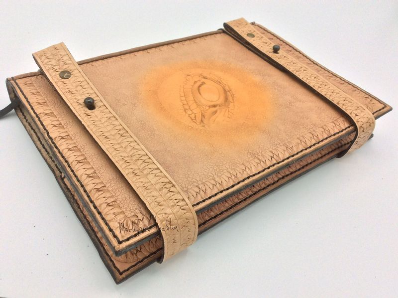 01 dragon leder leer vintage look notebook notitieboek A5