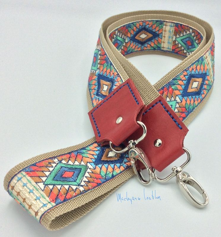 001A Nieuwe Tashengsel Aztec bagstrap strap blauw groen