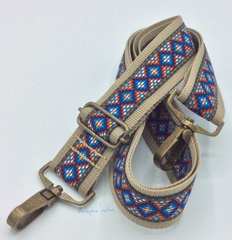 502B Tashengsel Aztec ruitjes motief bagstrap strap BEIGE