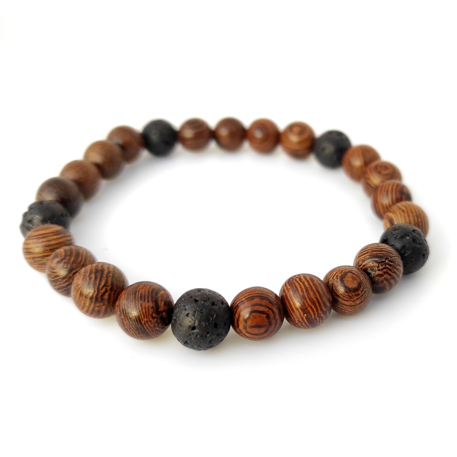 Lava Rock with brown wooden beads bracelet