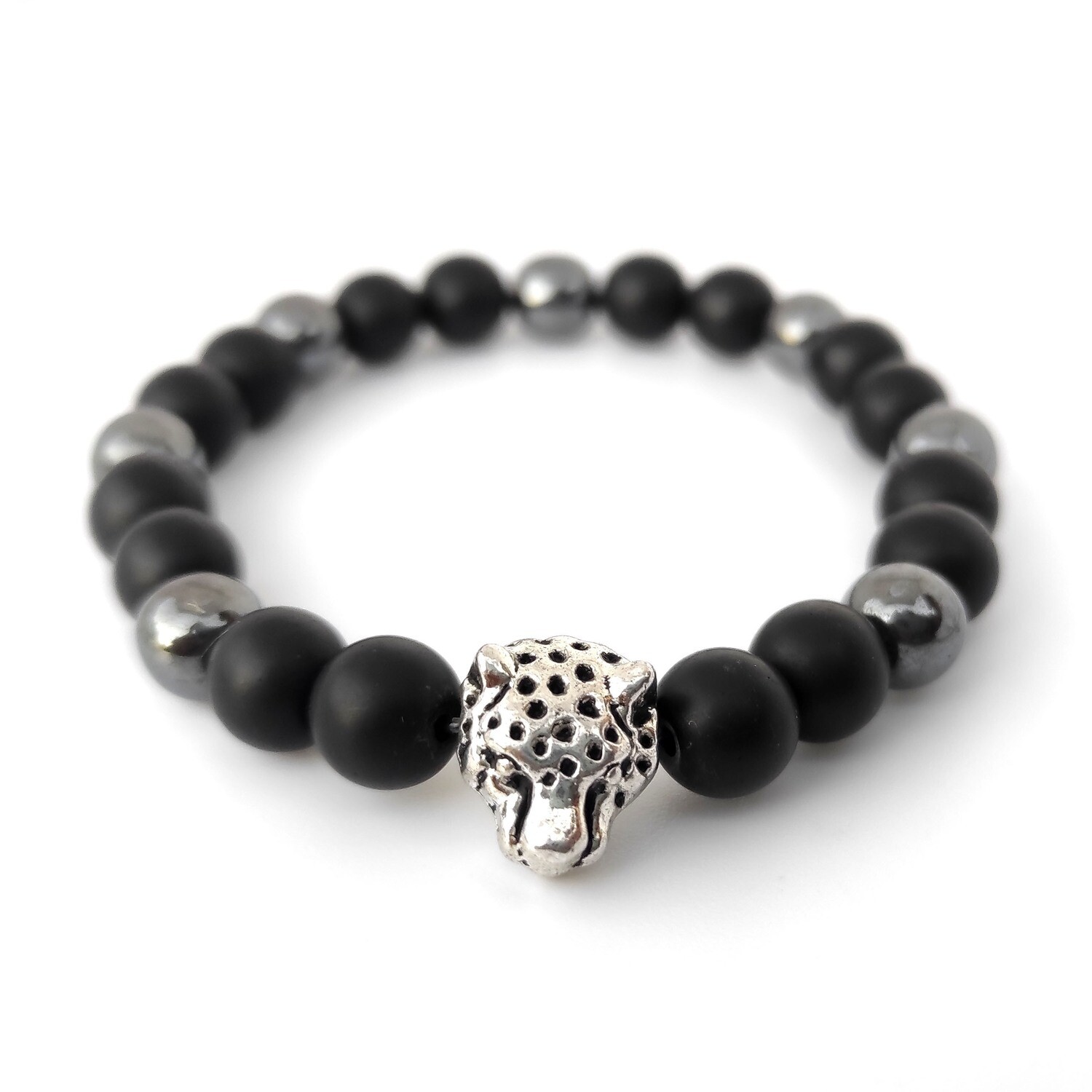 Black Onyx gemstone with Leopard bracelet