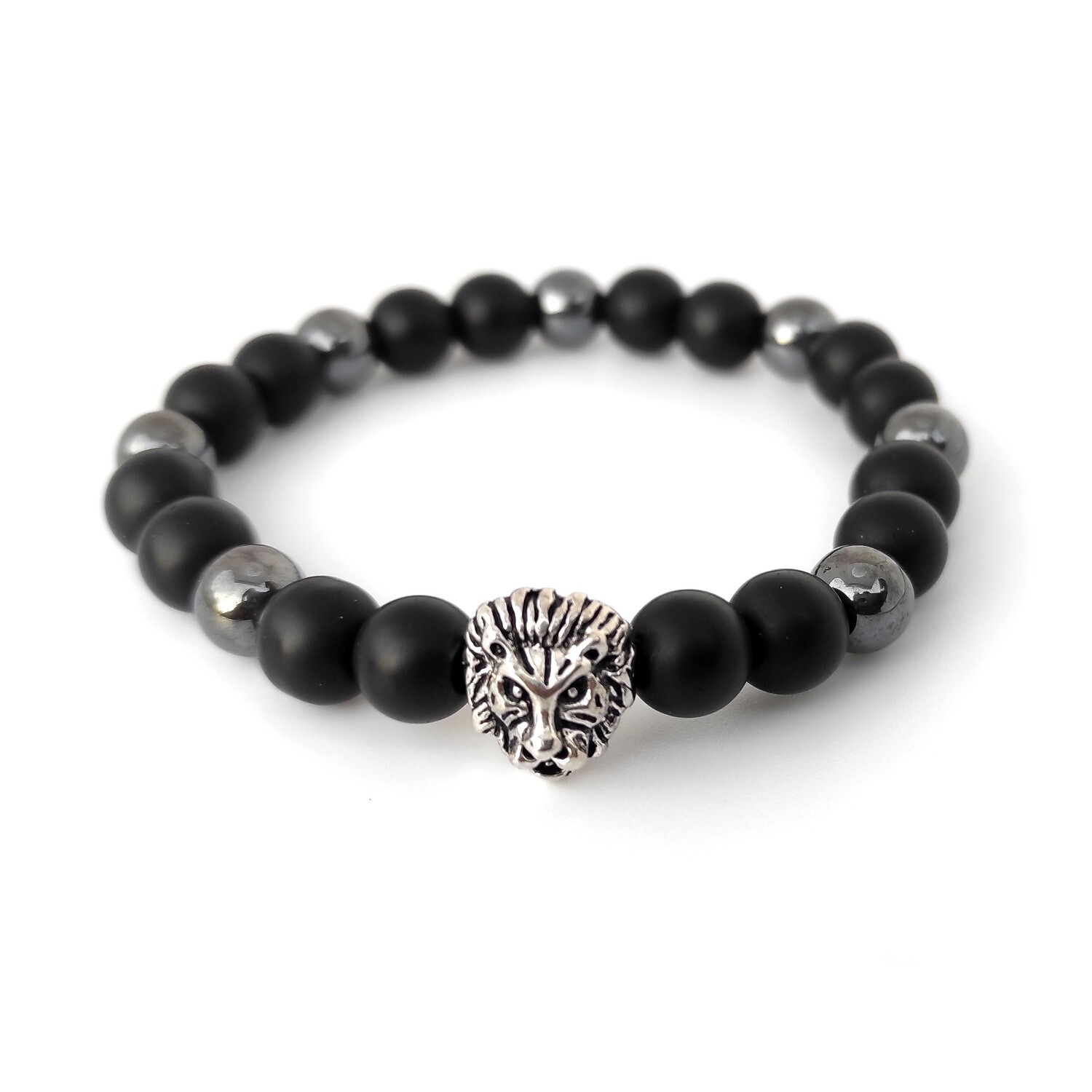Black Onyx gemstone with lion bracelet
