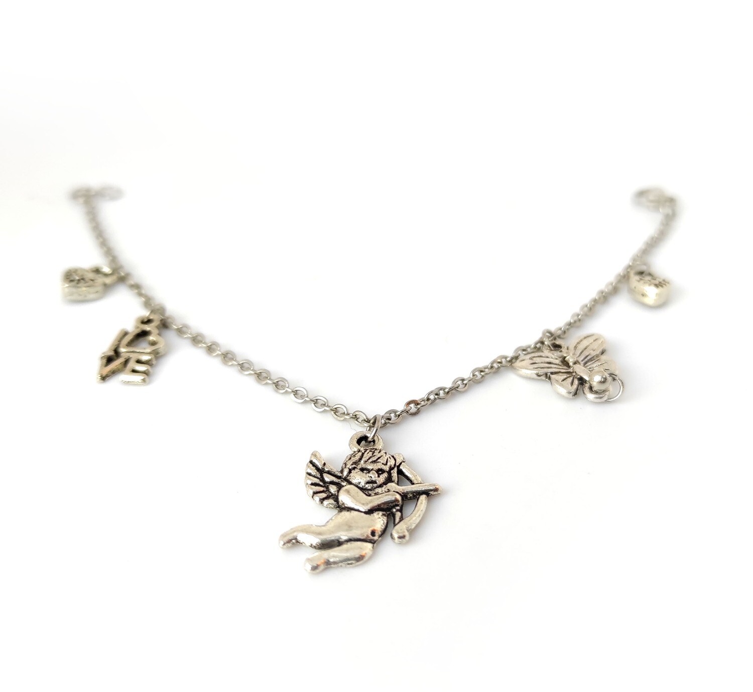 Heart lock, Love, Cupid, Butterfly bracelet