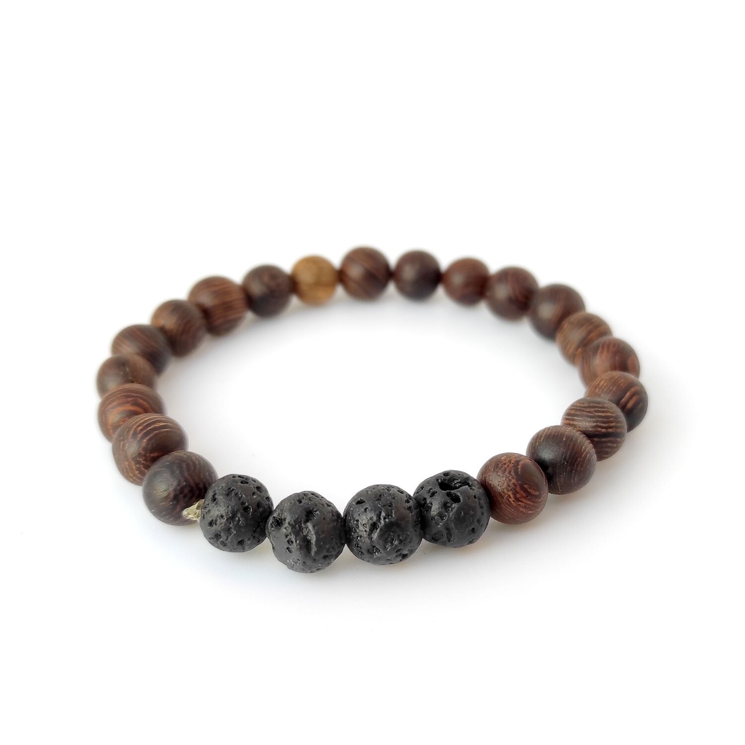 Lava Rock with brown wooden beads bracelet