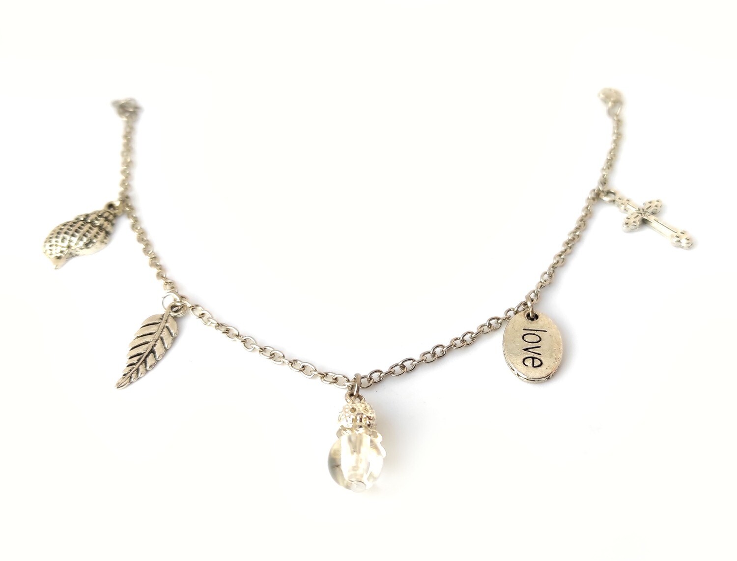 Sea Shell, Feather, Peace, Cross bracelet 