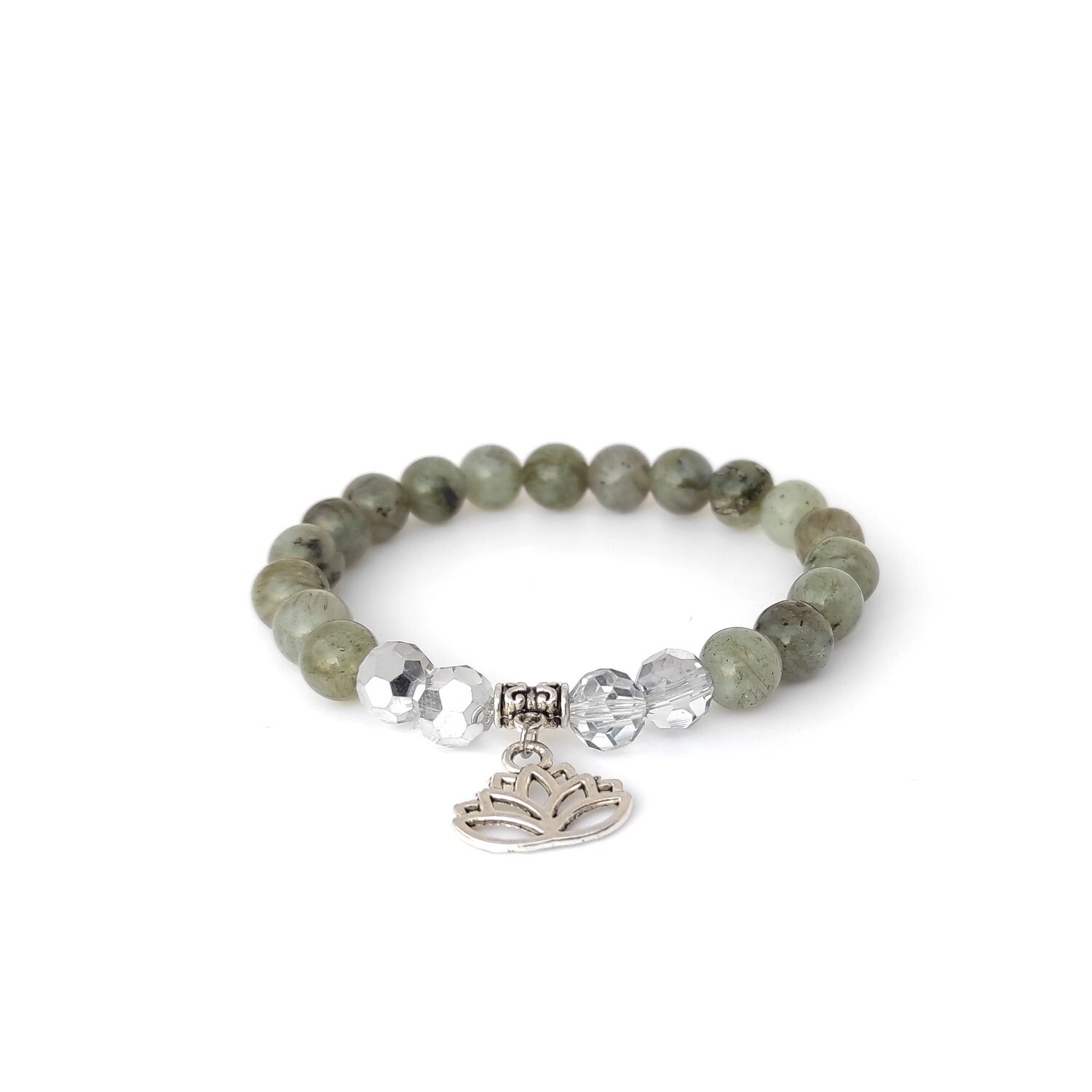 Labradorite gemstone with Lotus flower bracelet