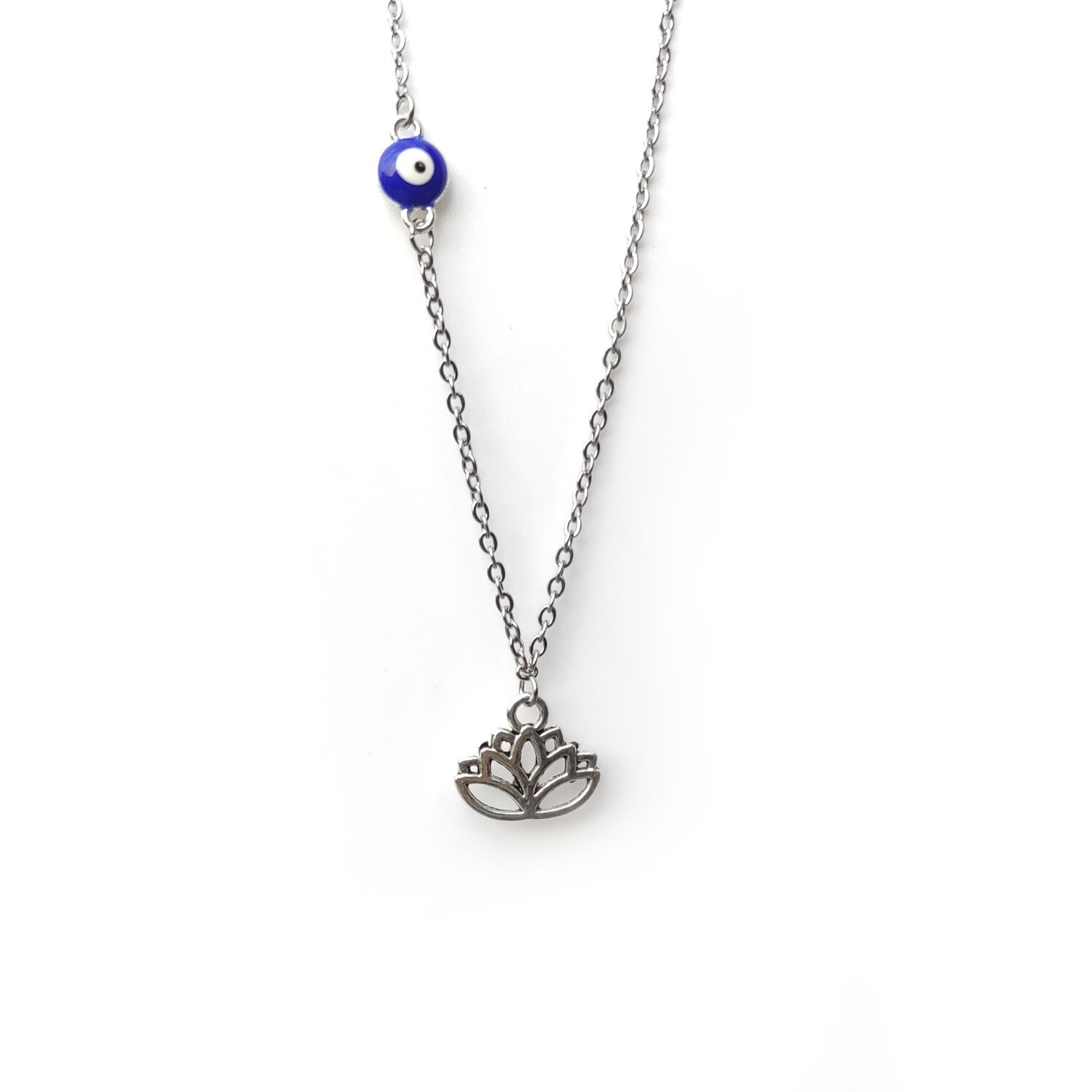 Lotus and Evil Eye necklace 