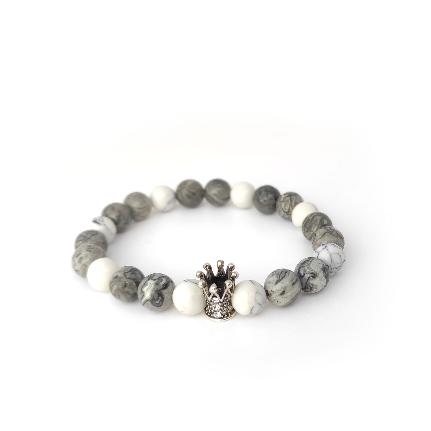 Grey Jasper and Howlite bracelet