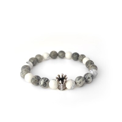 Grey Jasper and Howlite bracelet