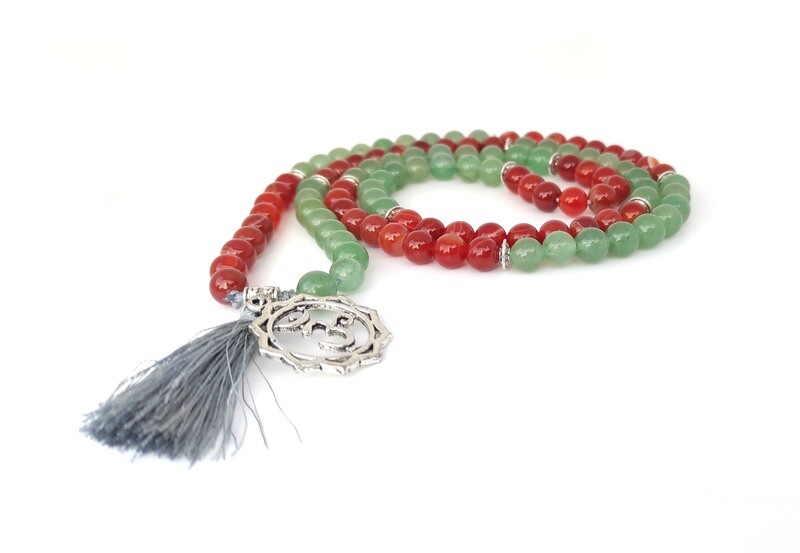 Aventurine and Red Agate Mala