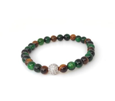 Green Tigers Eye with Sequins Bead (6mm)