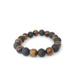 Lava Rock and Tigers Eye gemstone bracelet (10mm)