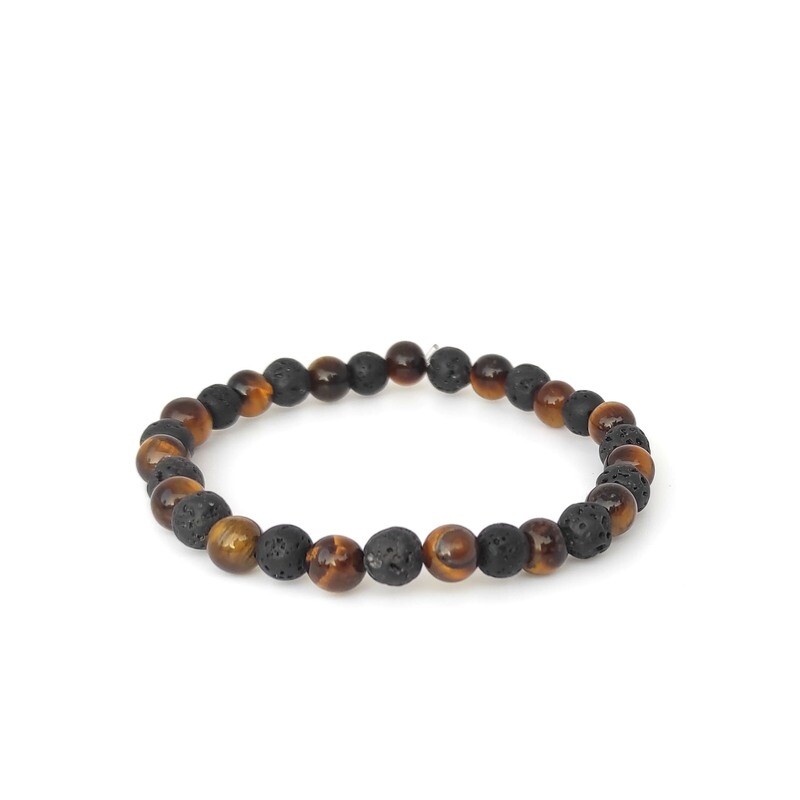 Lava Rock and Tigers Eye gemstone bracelet (6mm)