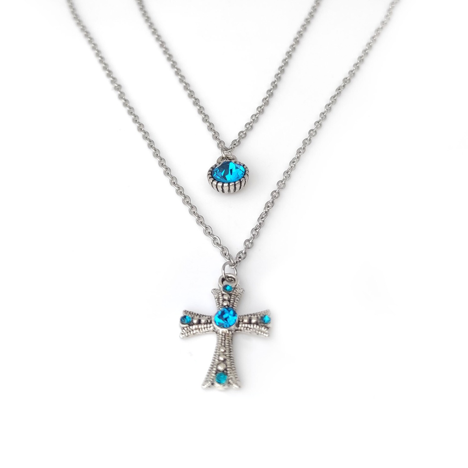 Double chain Cross necklace