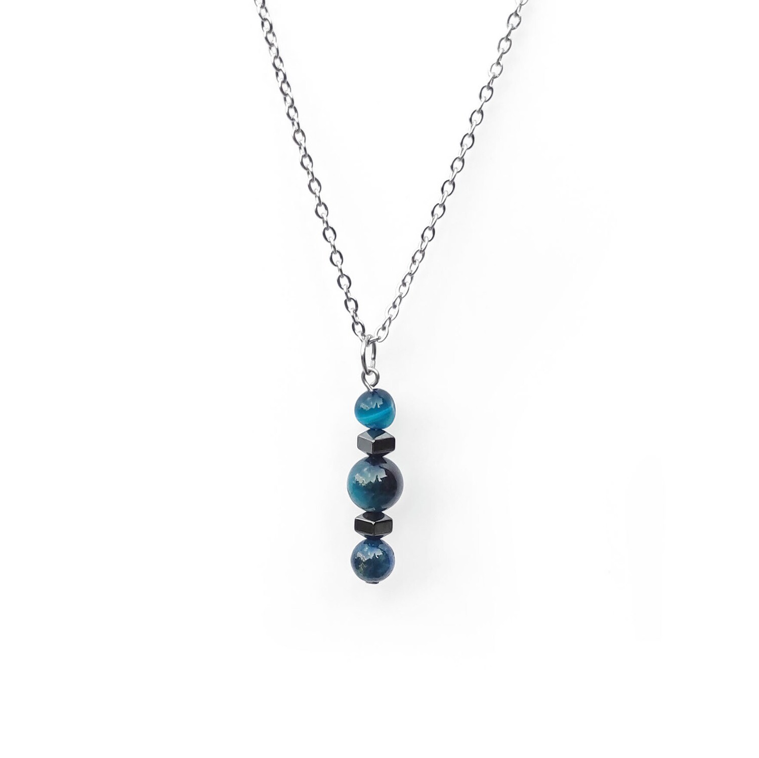 Blue Tigers Eye and Hematite necklace
