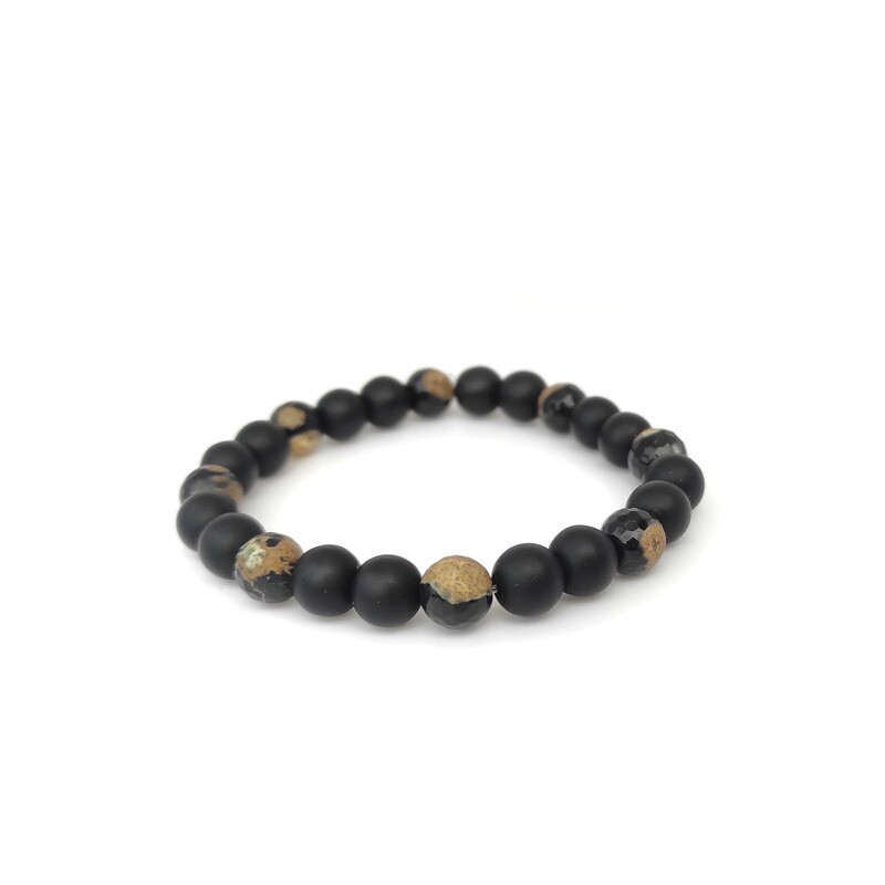 Faceted Agate and Black Onyx bracelet