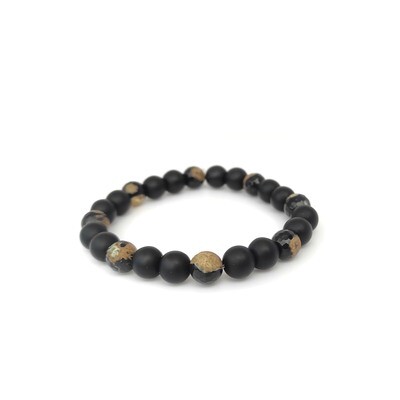 Faceted Agate and Black Onyx bracelet