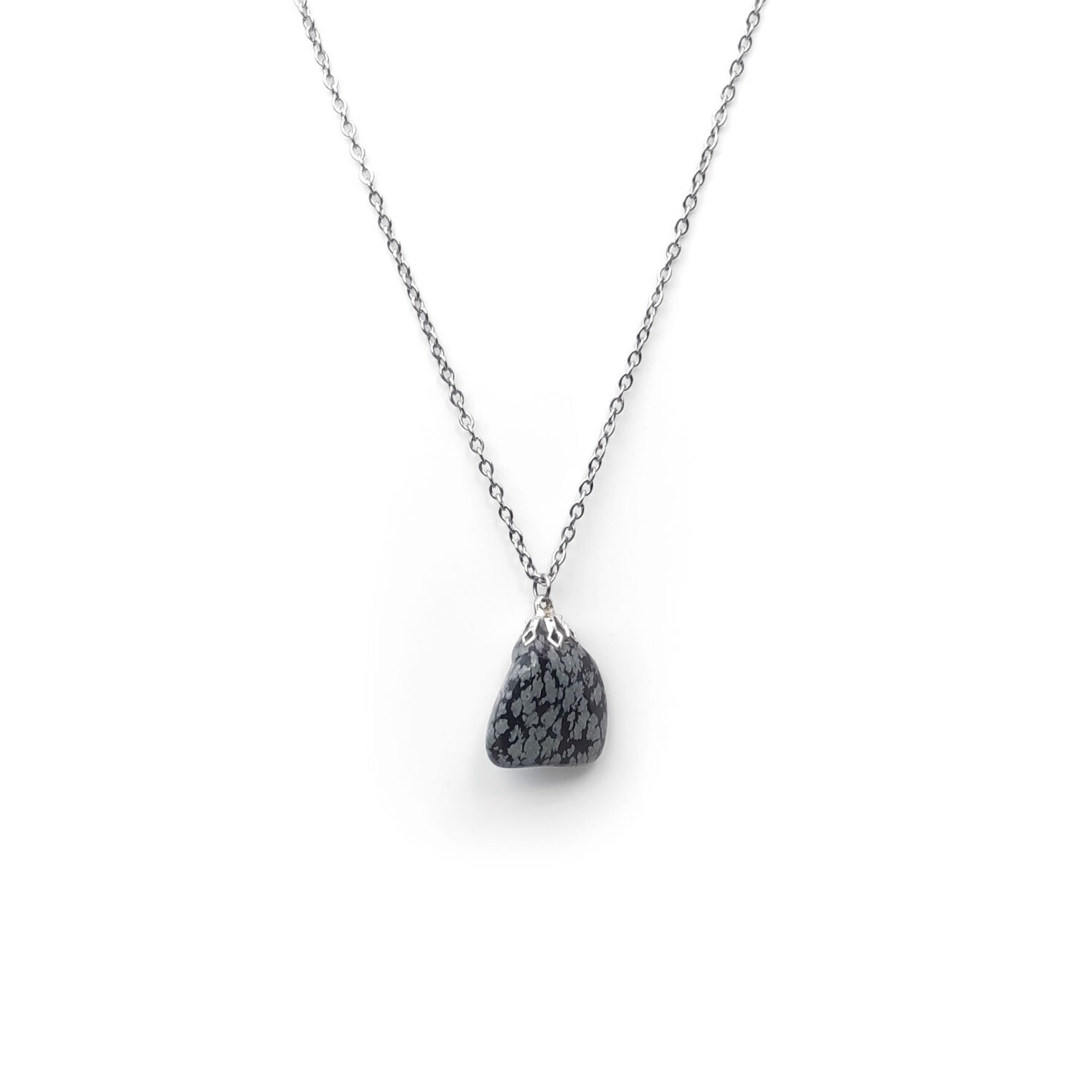 Snowflake Obsidian pendant gemstone necklace