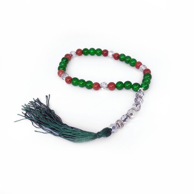 Green and Gold sand stone prayer beads/Tasbih