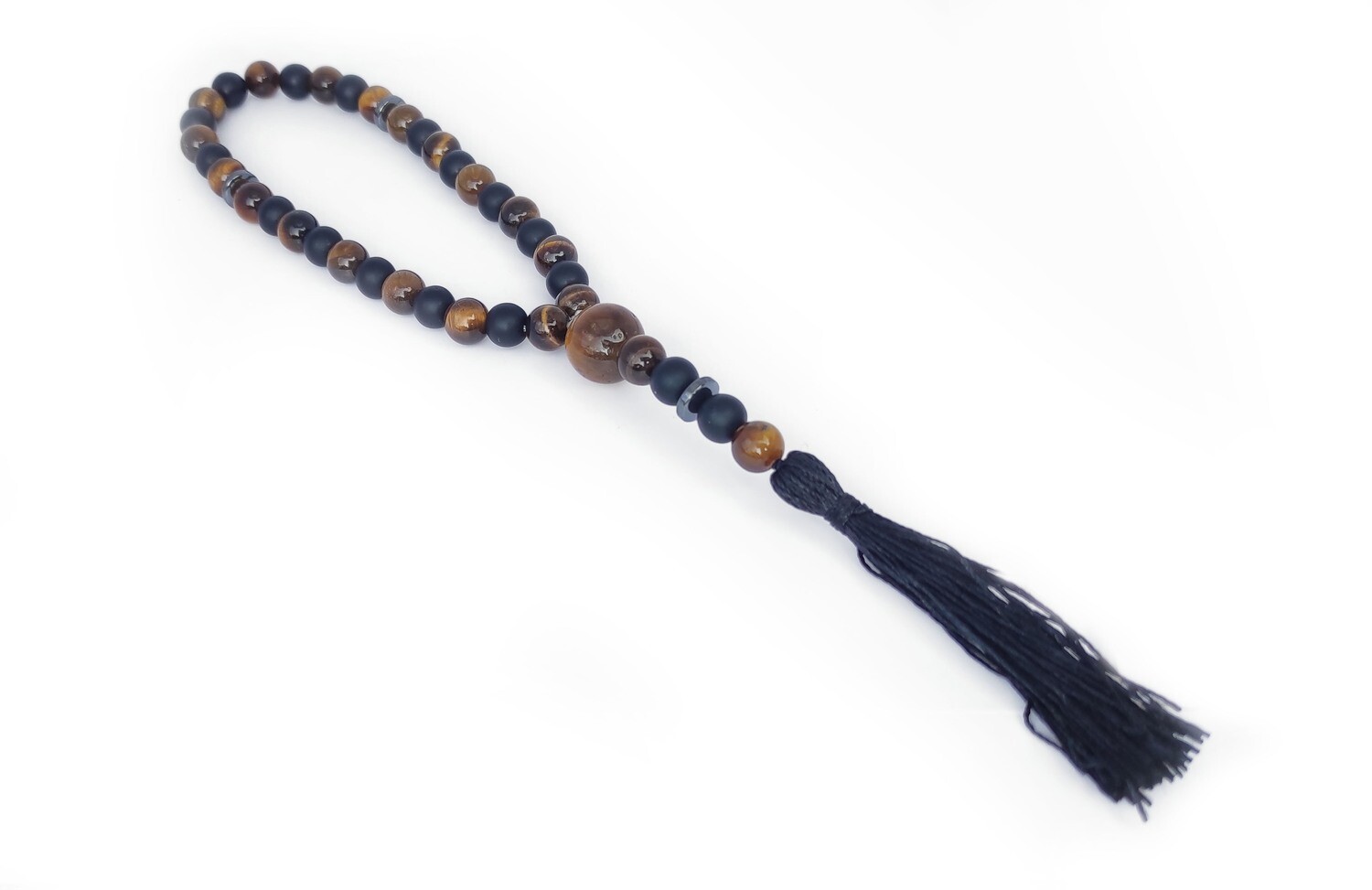 Black onyx, Tigers eye and Hematite prayer beads/Tasbih