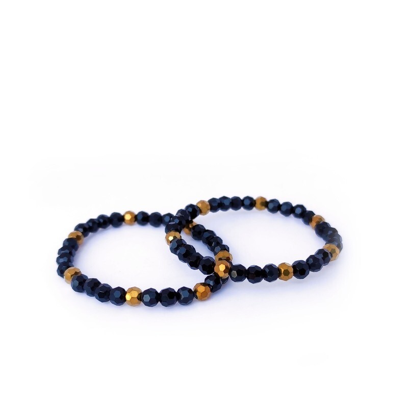 Baby nazar bracelets with black and gold crystal beads
