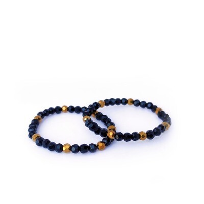 Baby nazar bracelets with black and gold crystal beads