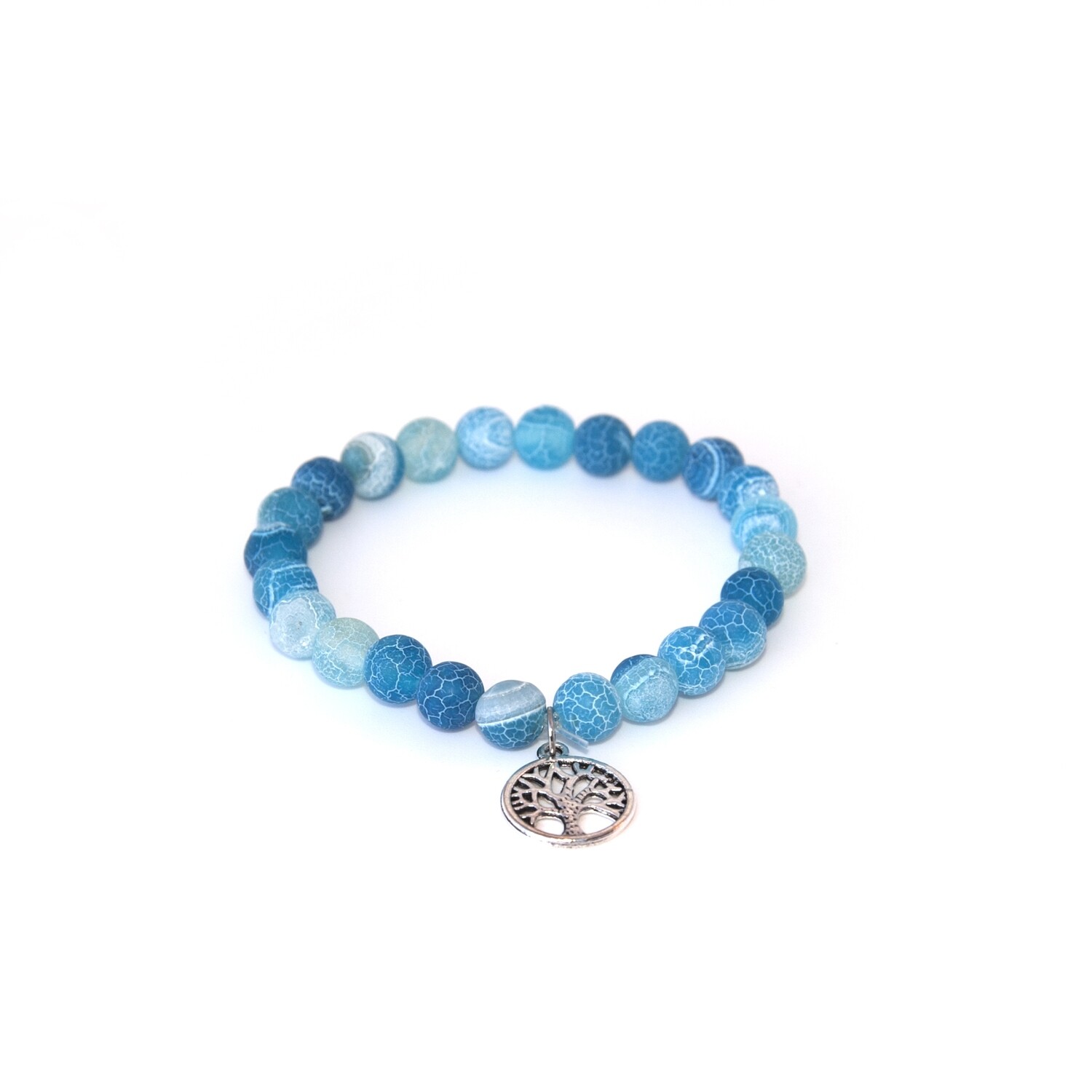 Light blue frosted agate bracelet with Tree of Life